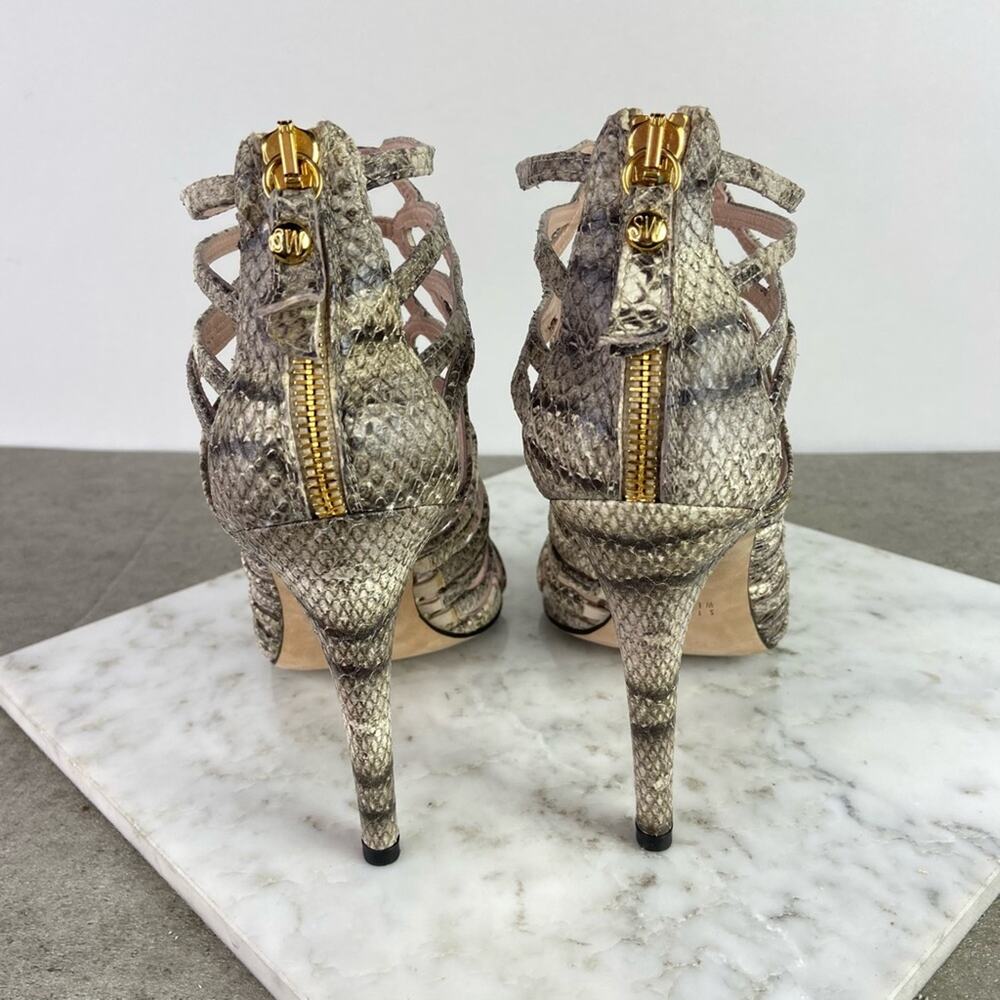 Stuart Weitzman Snakeskin Python Print Heels Cage… - image 7
